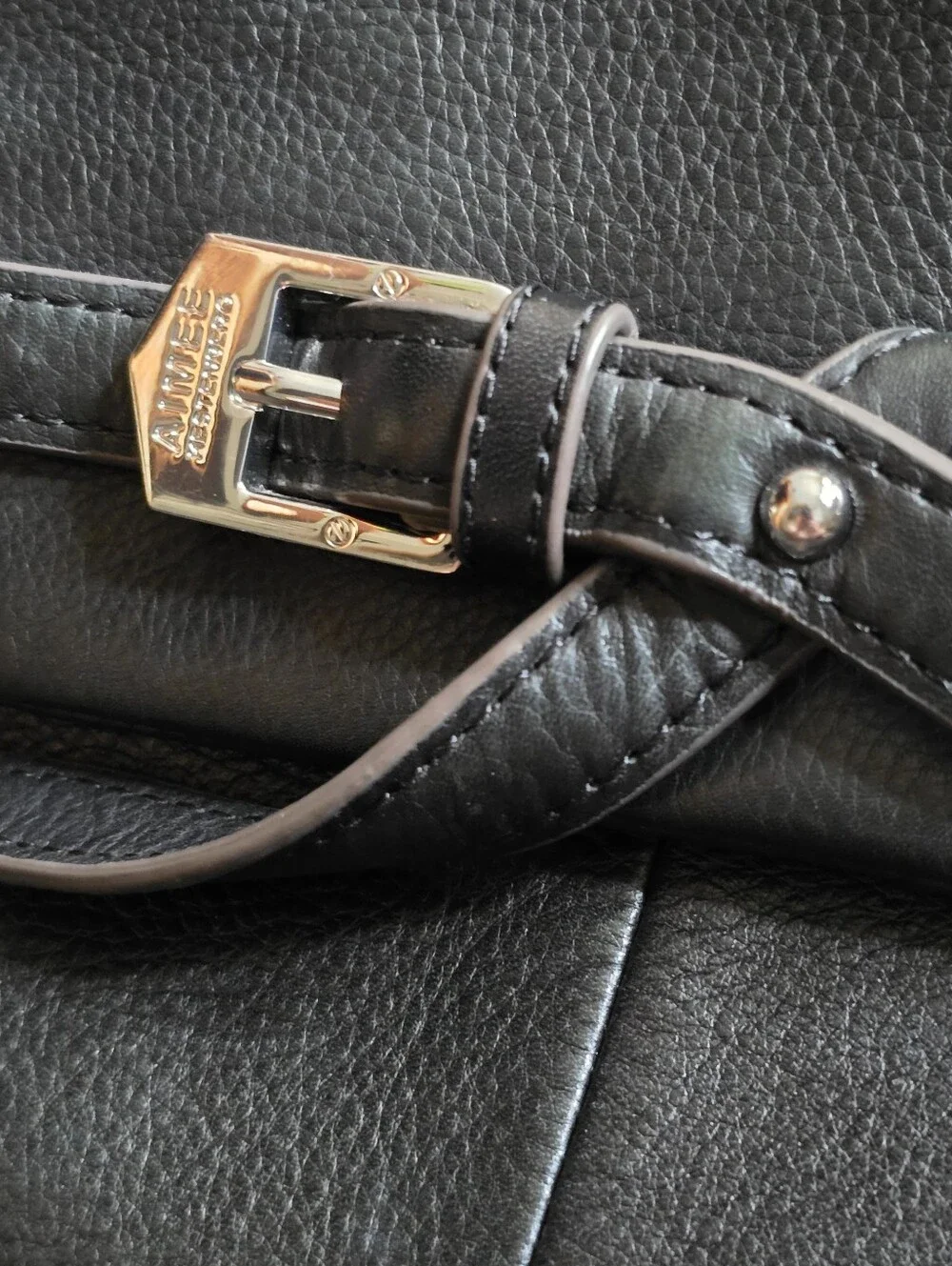 Aimee Kestenberg Convertible Leather Backpack Black Belt Buckle Silver Hardware